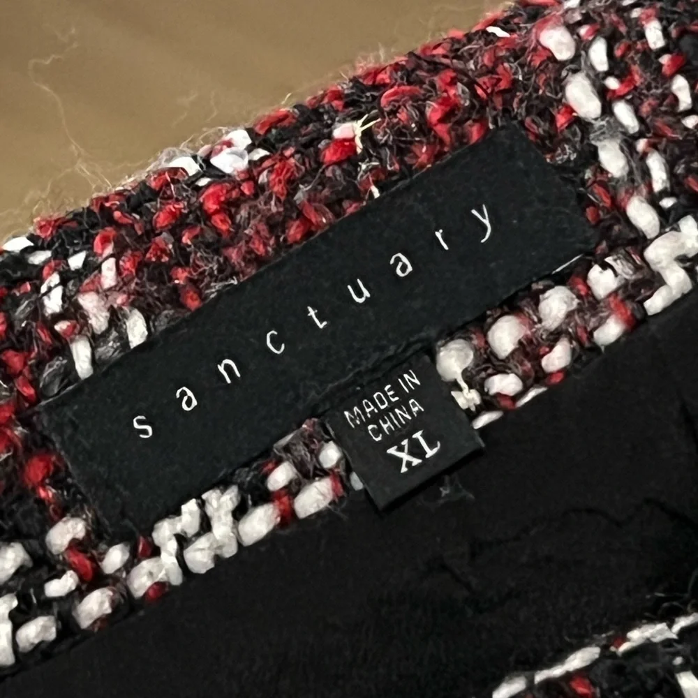sanctuary black and red plaid mini skirt size xl